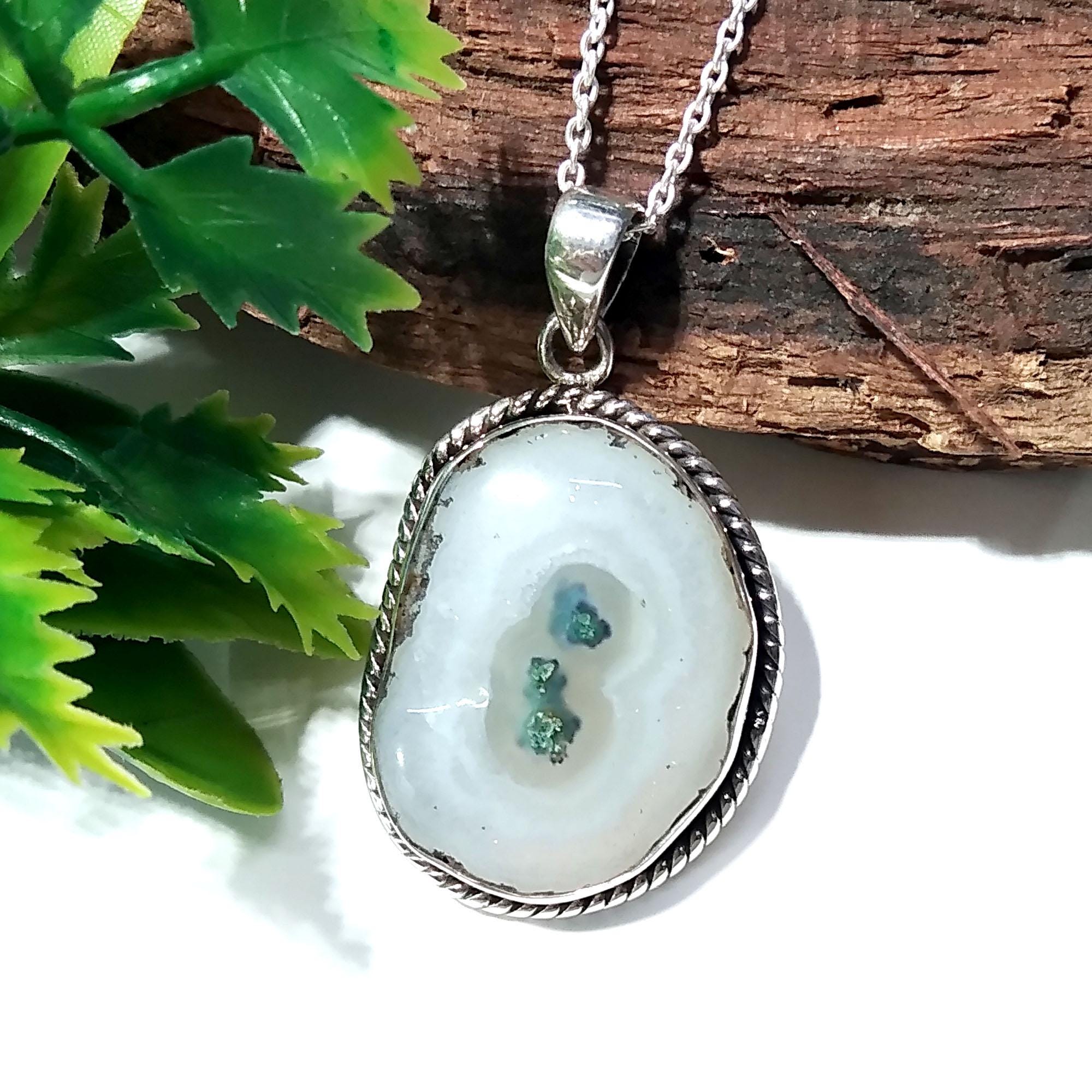 Natural Solar Quartz Gemstone Pendant Chain Necklace, 925 Starling Silver Pendant, Necklace Handmade Jewelry Stone Size 24x18mm Gift Pendant